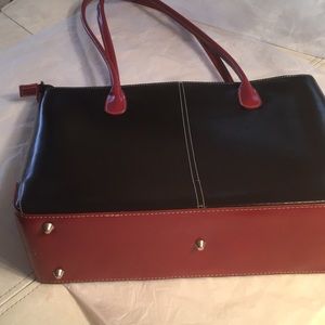 Black and Red Tote with pair of Red Leather Gloves